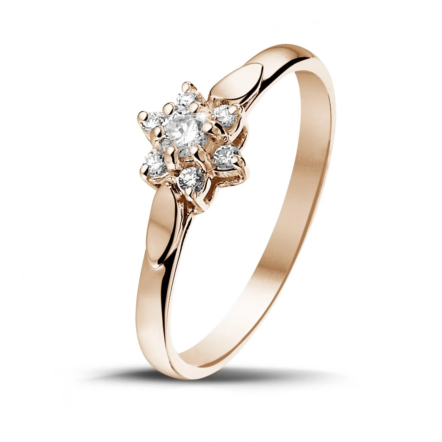 0.15 quilates anillo flor diamante en oro rojo 