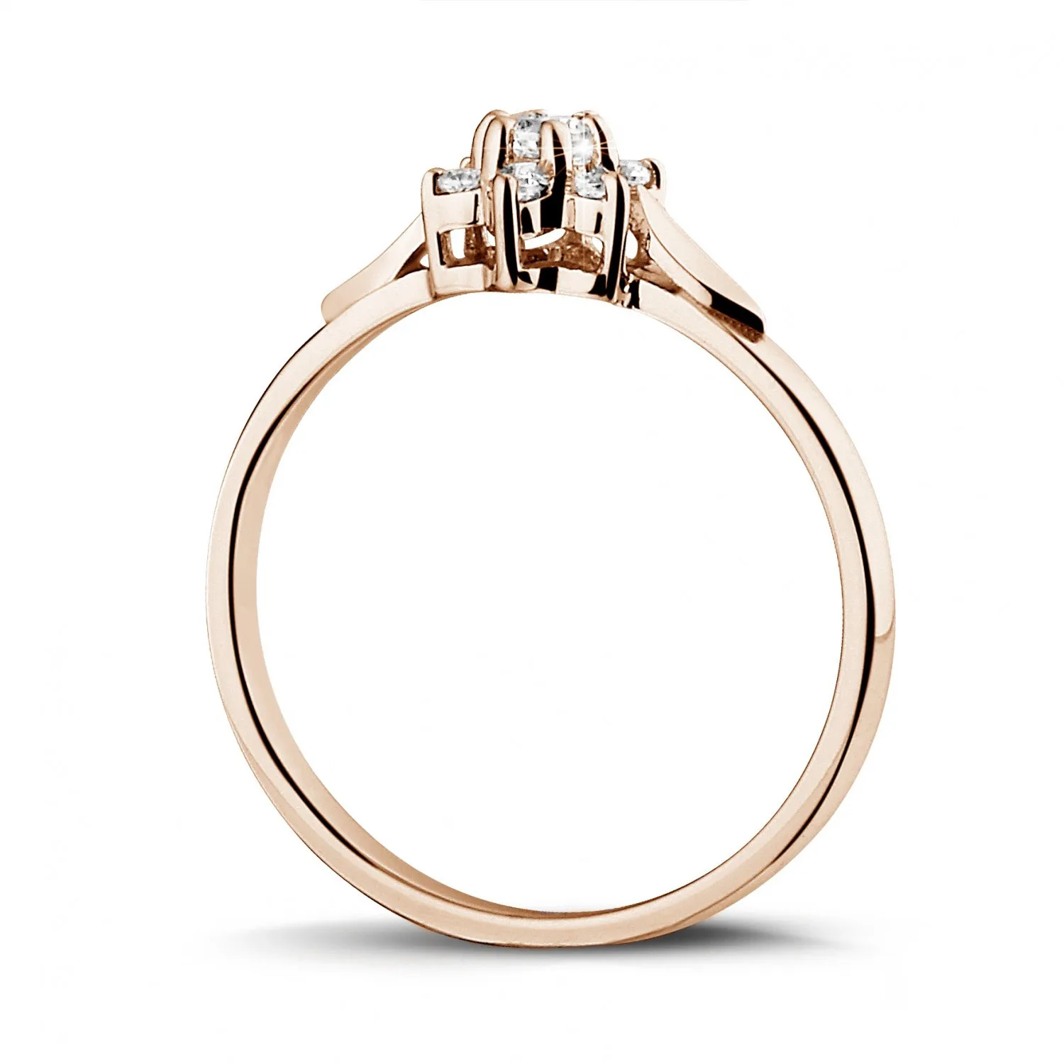 0.15 quilates anillo flor diamante en oro rojo 