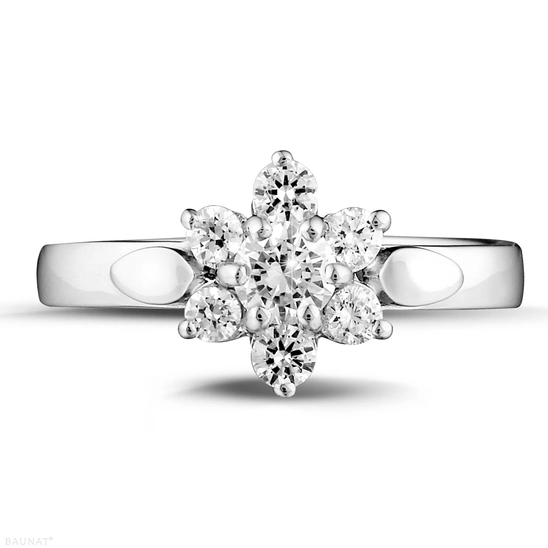0.50 quilates anillo flor diamante en oro blanco 