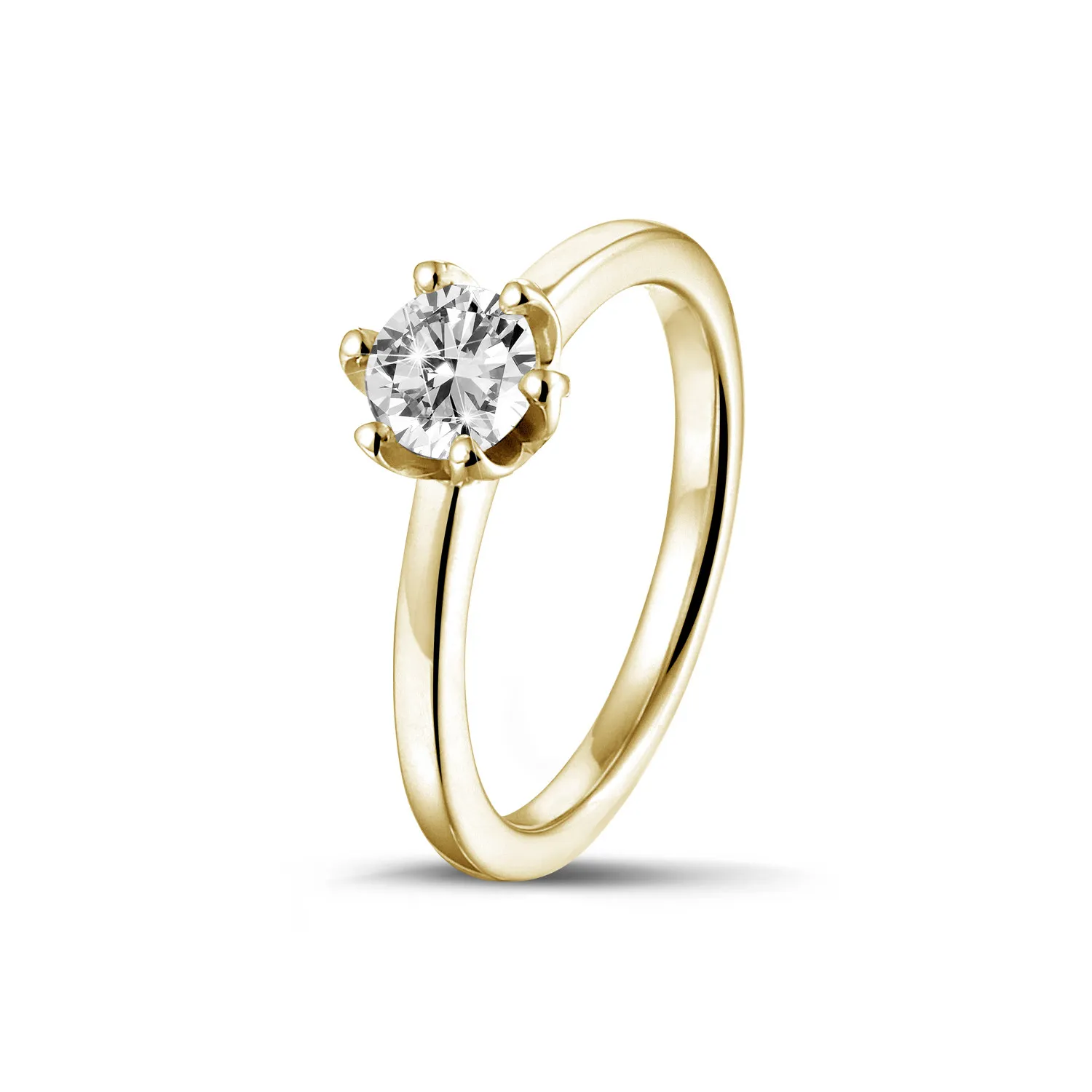 0.50 quilates anillo solitario en oro amarillo con diamante redondo 