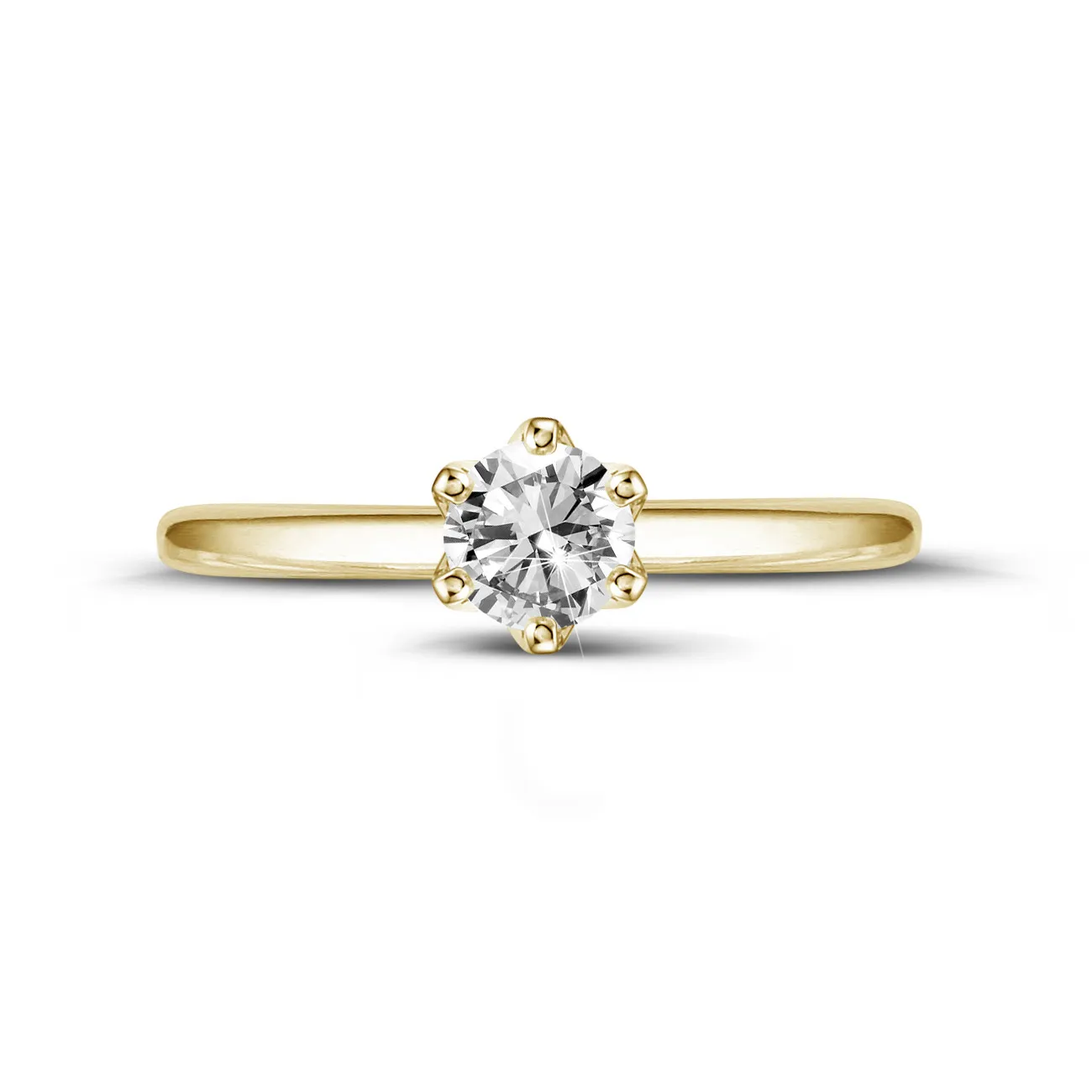0.50 quilates anillo solitario en oro amarillo con diamante redondo 