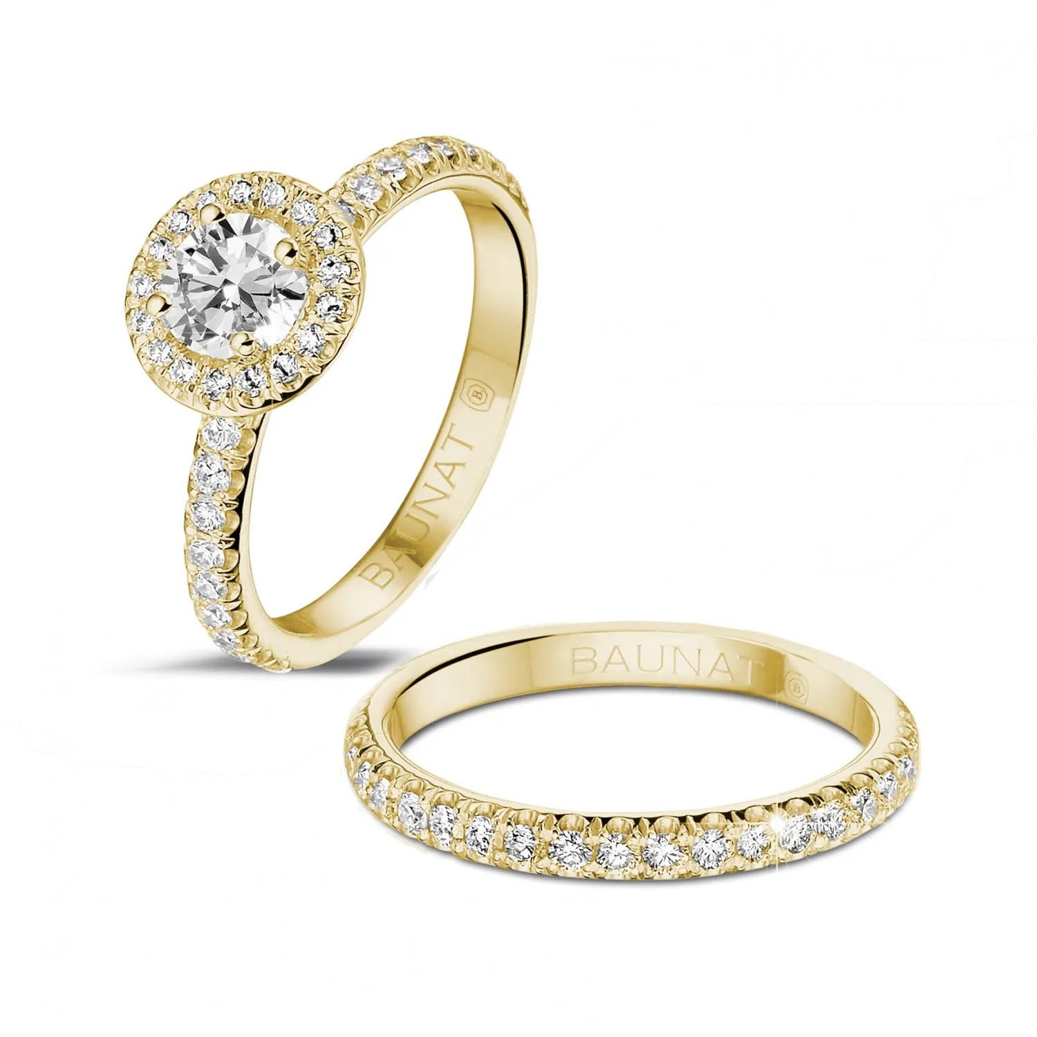 0.50 quilates Halo anillo solitario en oro amarillo con diamantes redondos 