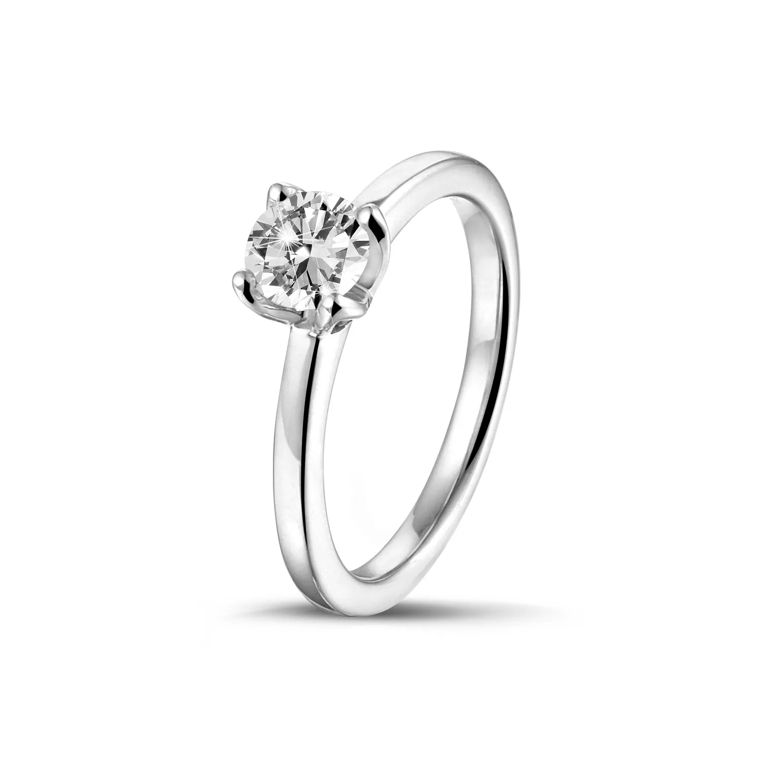 0.70 quilates anillo solitario en oro blanco con diamante redondo 
