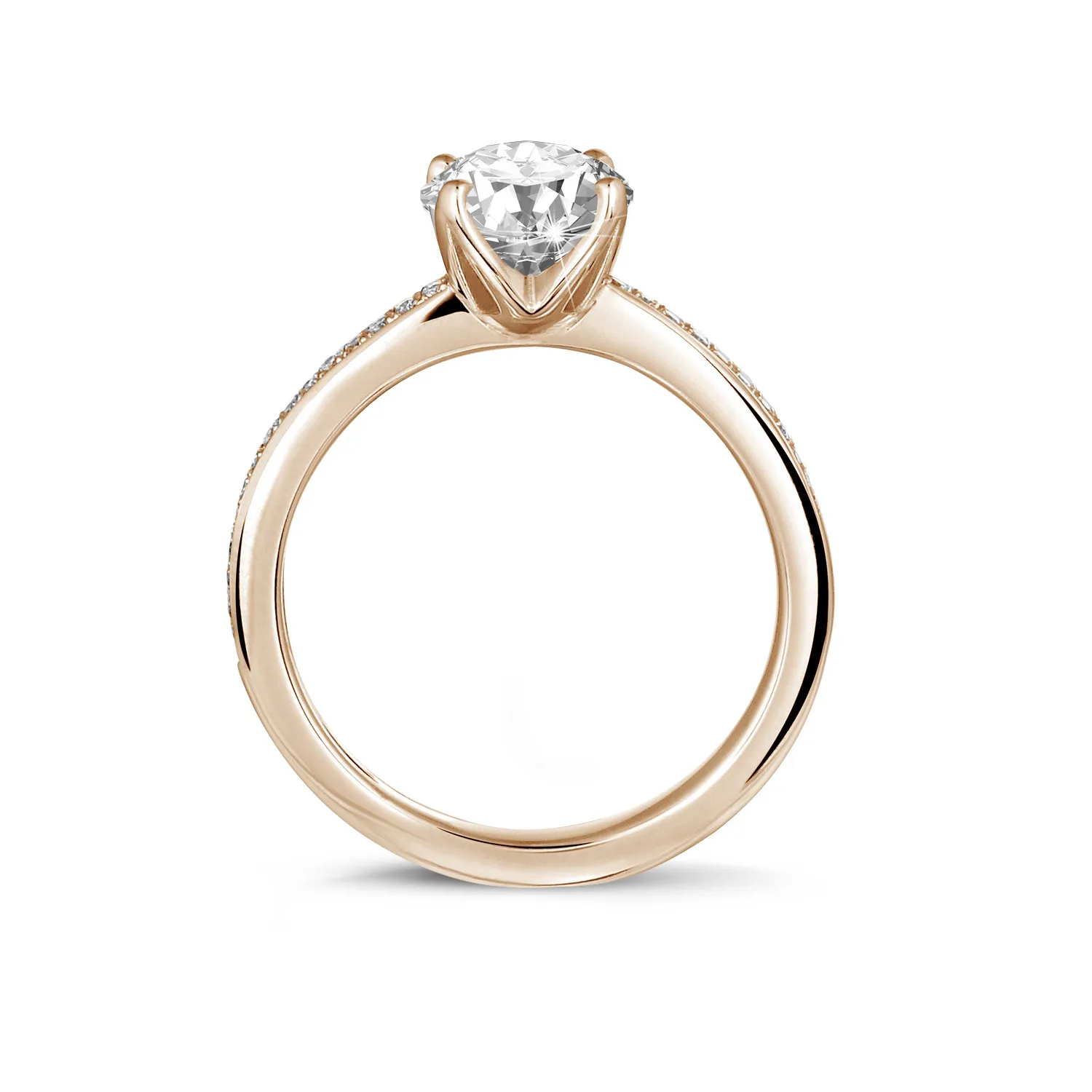 0.70 quilates anillo solitario en oro rojo con diamantes en los lados 