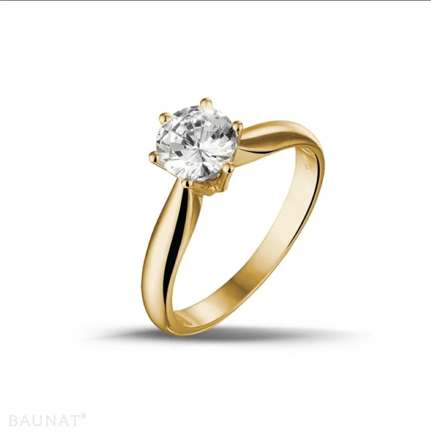 0.90 quilates anillo solitario diamante en oro amarillo 