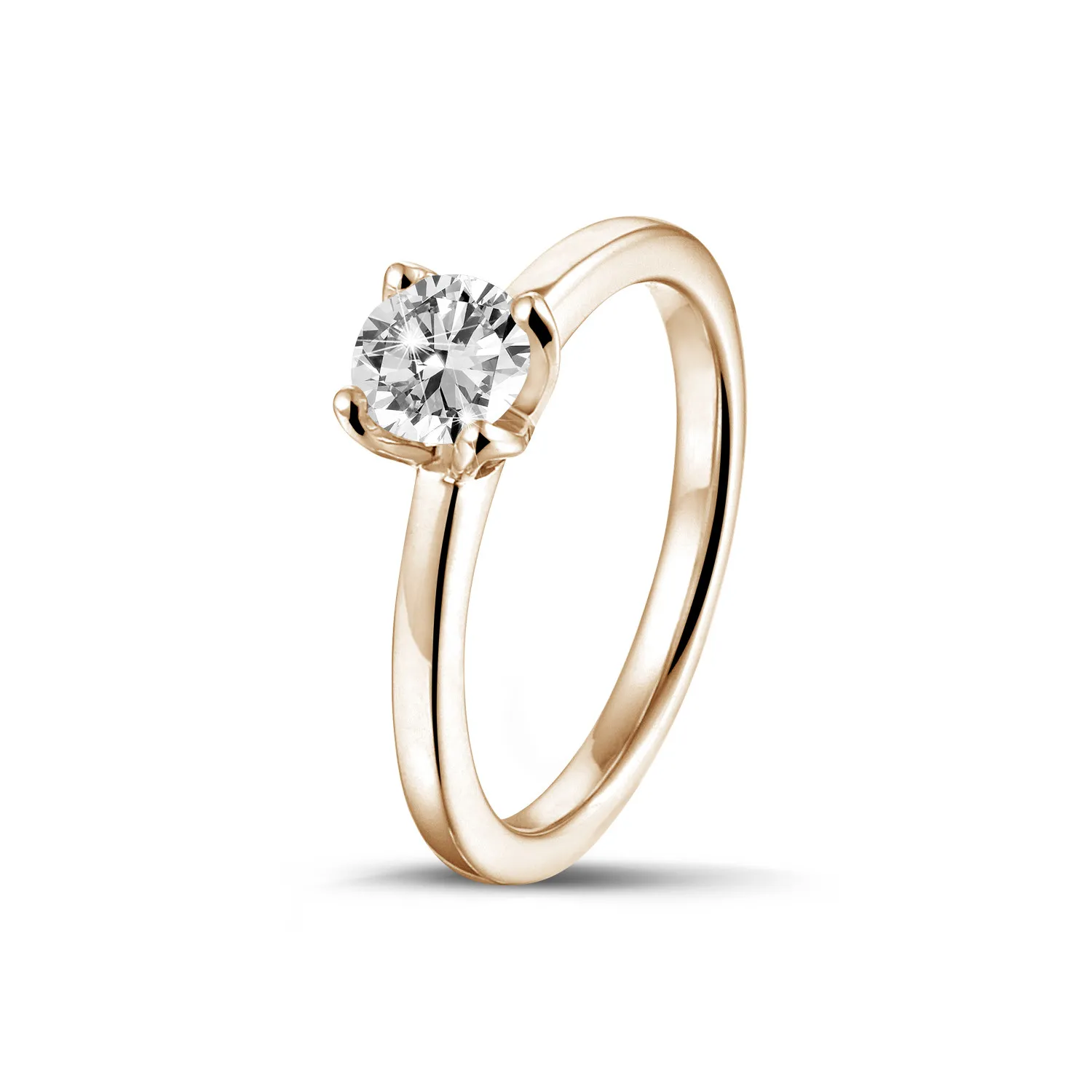 0.90 quilates anillo solitario en oro rojo con diamante redondo 