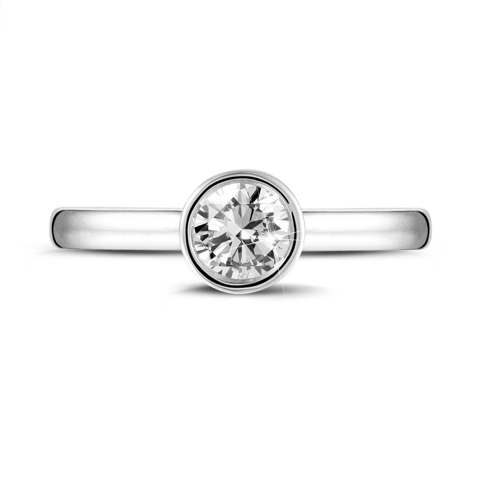 0.90 quilates anillo solitario en platino con un diamante redondo 