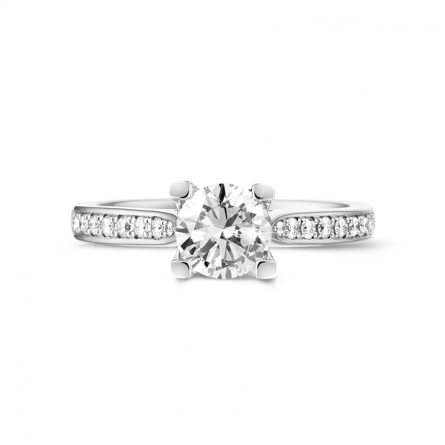 1.00 quilates anillo solitario diamante en platino con diamantes en los lados 