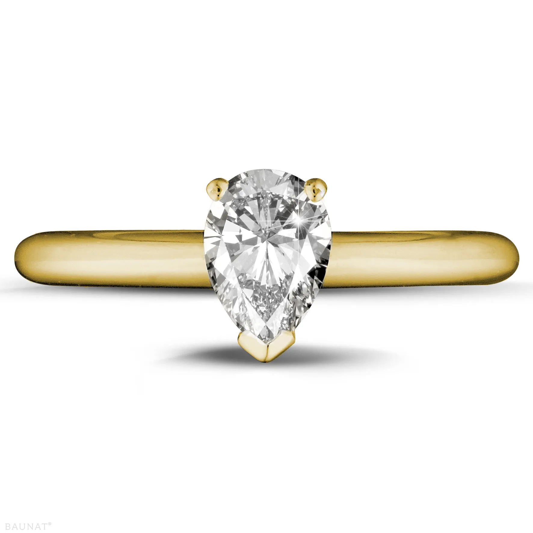 1.00 quilates anillo solitario en oro amarillo con diamante en forma de pera 