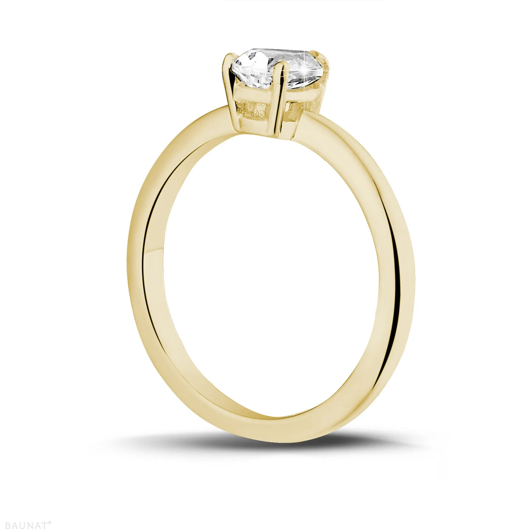1.00 quilates anillo solitario en oro amarillo con diamante en forma de pera 