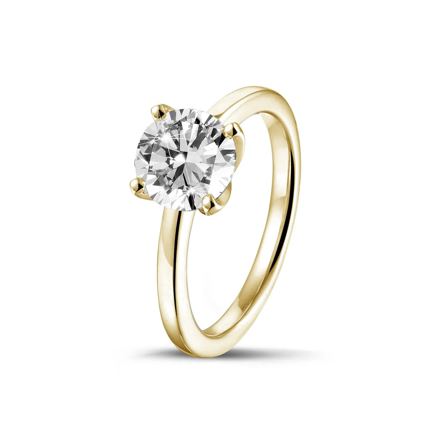 1.00 quilates anillo solitario en oro amarillo con diamante redondo 