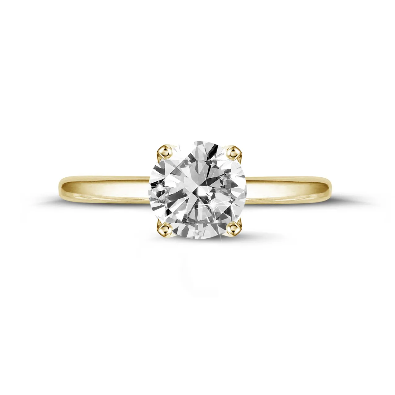 1.00 quilates anillo solitario en oro amarillo con diamante redondo 