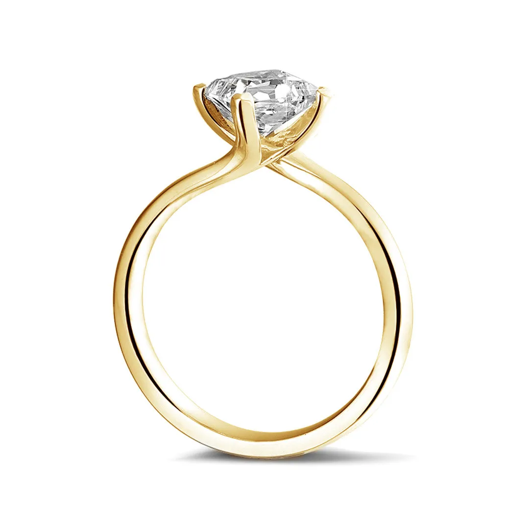 1.00 quilates anillo solitario en oro amarillo con diamante talla princesa 