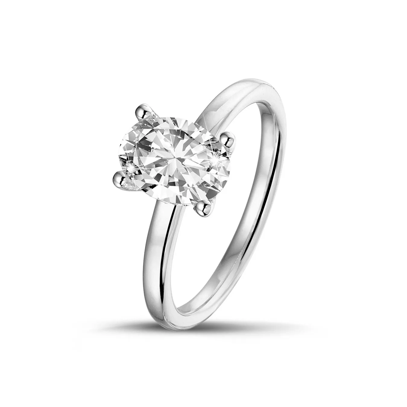1.00 quilates anillo solitario en oro blanco con diamante ovalado 