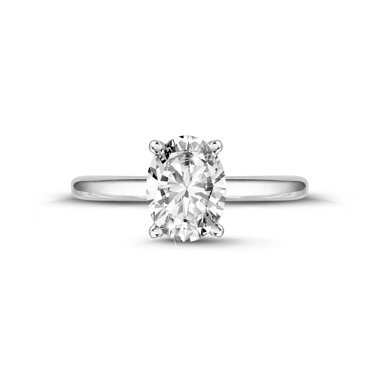 1.00 quilates anillo solitario en oro blanco con diamante ovalado 