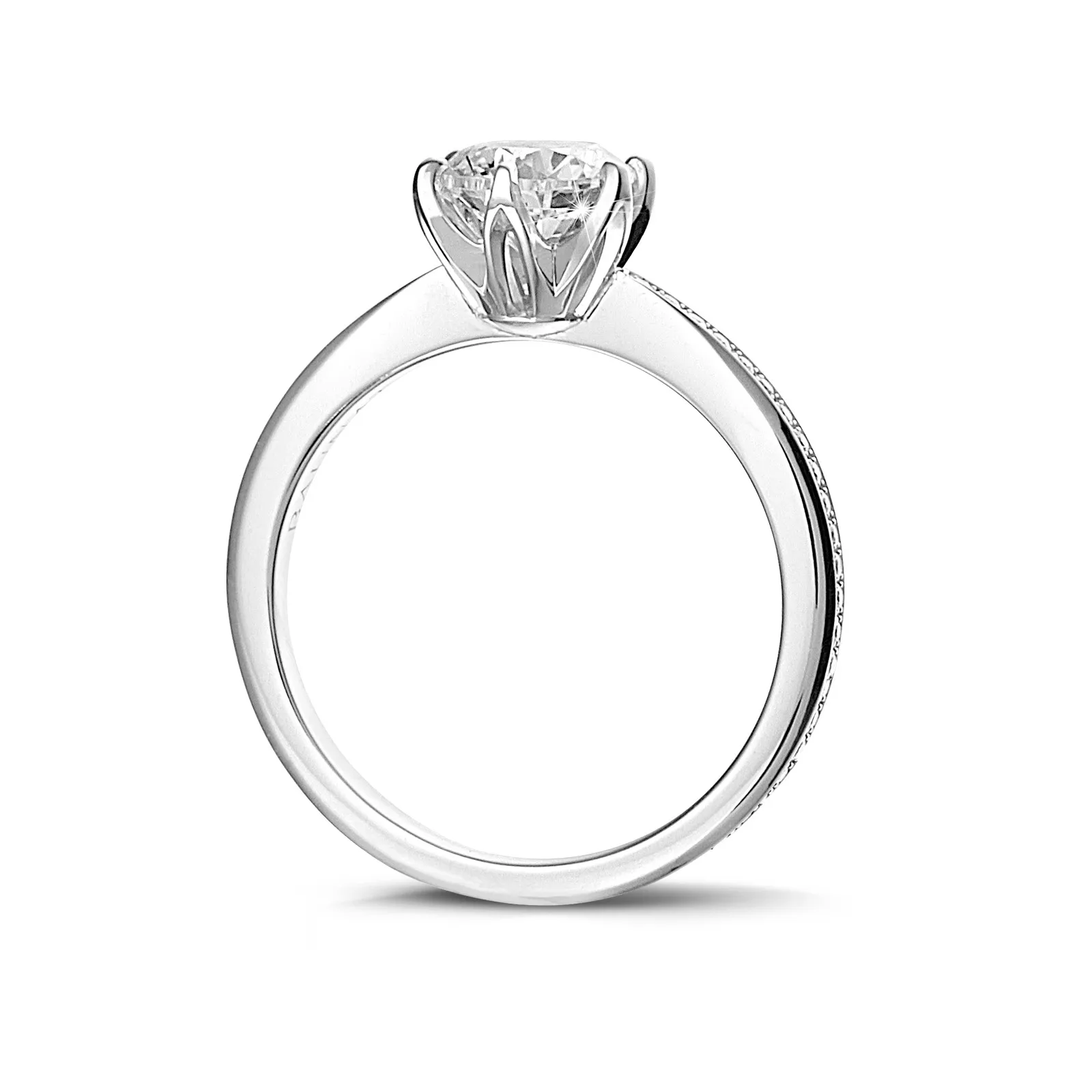 1.00 quilates anillo solitario en oro blanco con diamantes en los lados 