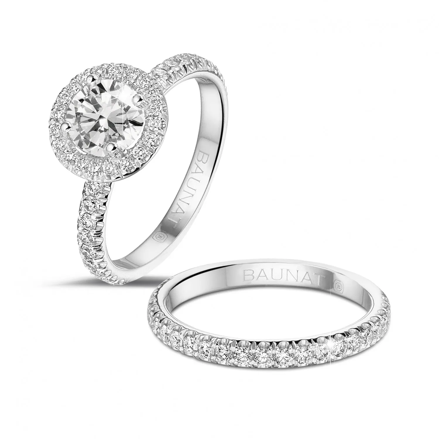 1.00 quilates halo anillo solitario en oro blanco con diamantes redondos 