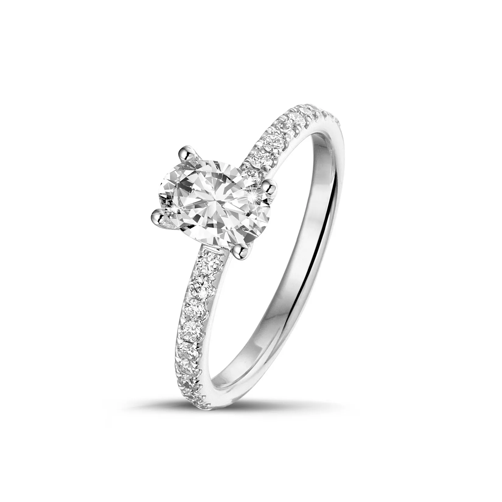 1.20 quilates anillo solitario en oro blanco con diamante ovalado 