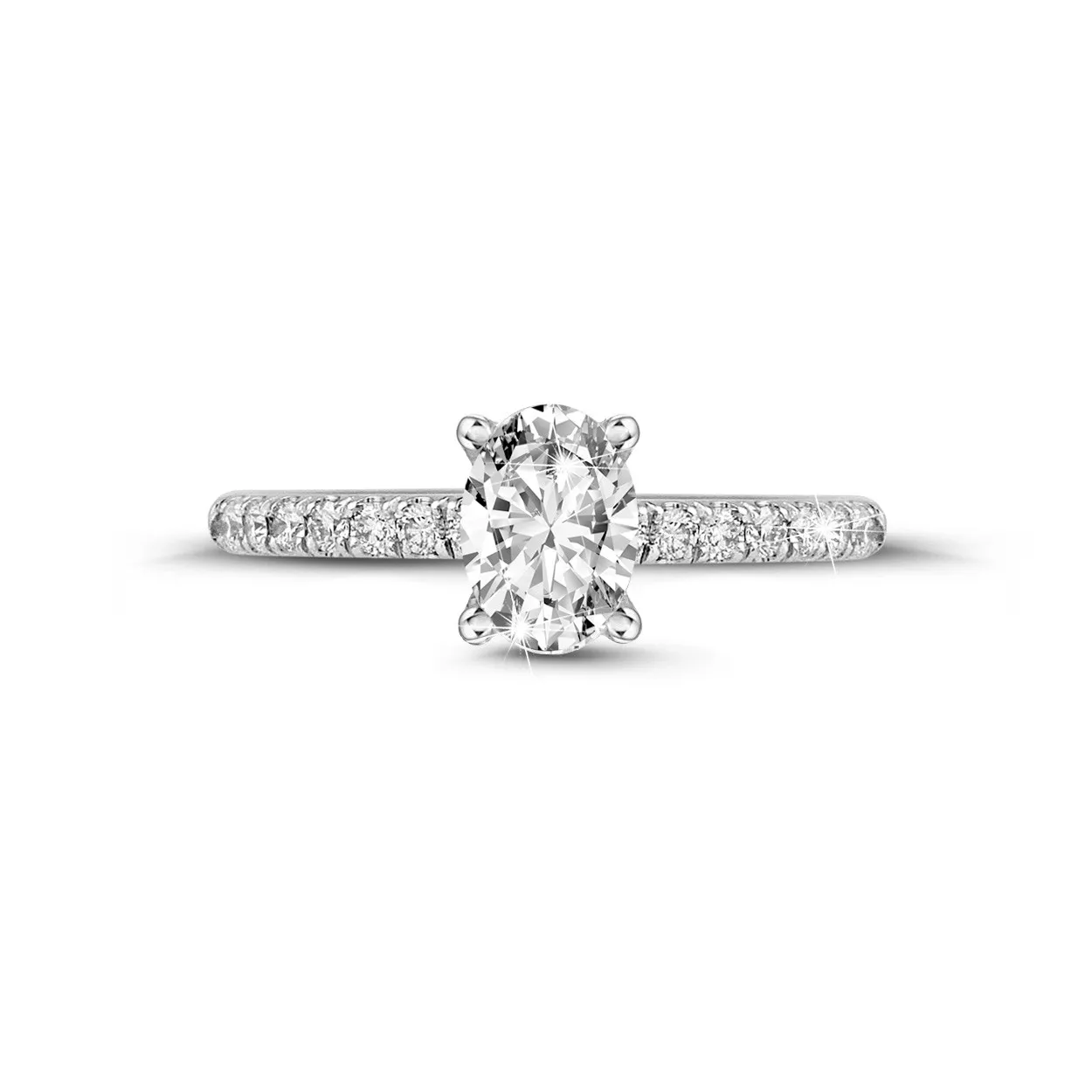 1.20 quilates anillo solitario en oro blanco con diamante ovalado 