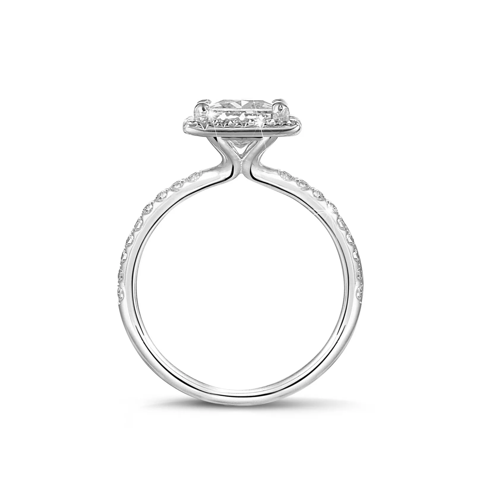 1.20 quilateshalo anillo solitario diamante princesa en oro blanco con diamantes redondos 