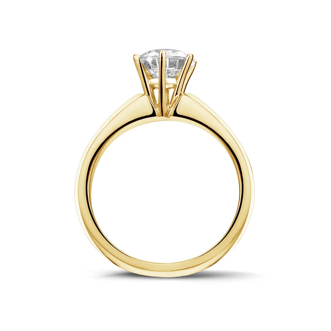 1.25 quilates anillo solitario diamante con 6 grapas en oro amarillo 