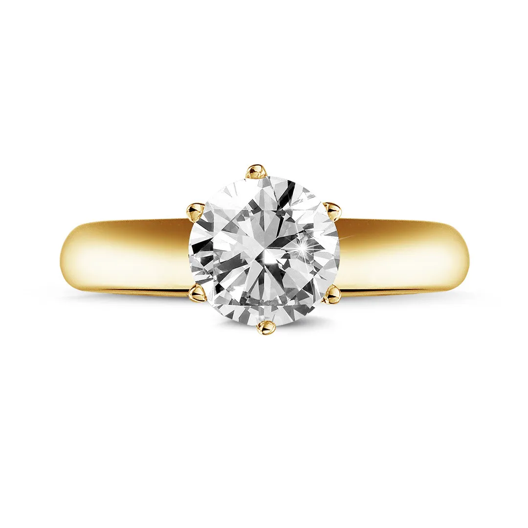 1.25 quilates anillo solitario diamante con 6 grapas en oro amarillo 