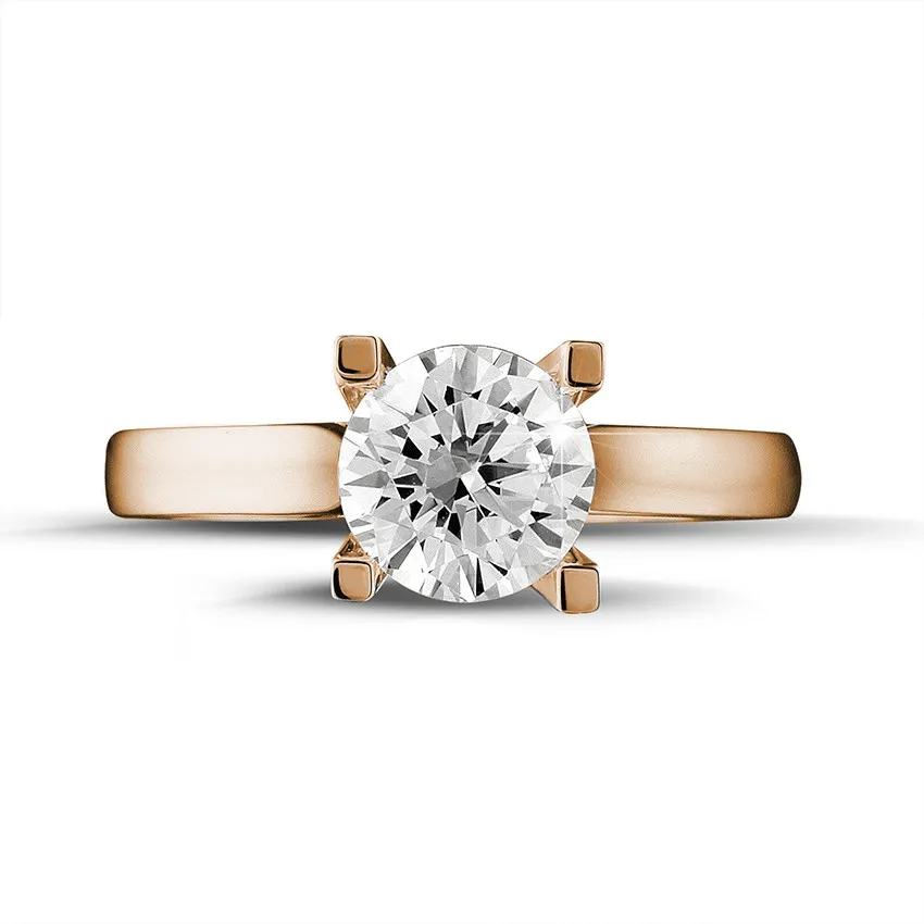 1.25 quilates anillo solitario diamante en oro rojo 