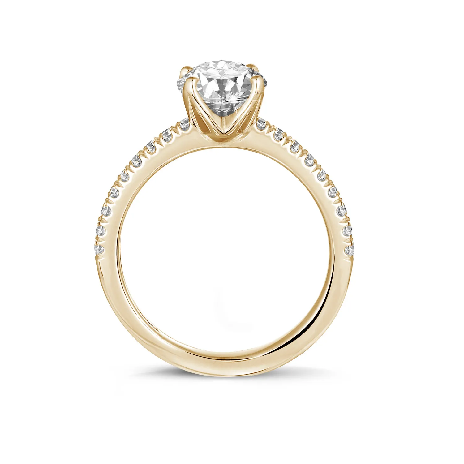 1.25 quilates anillo solitario en oro amarillo con diamantes en los lados 