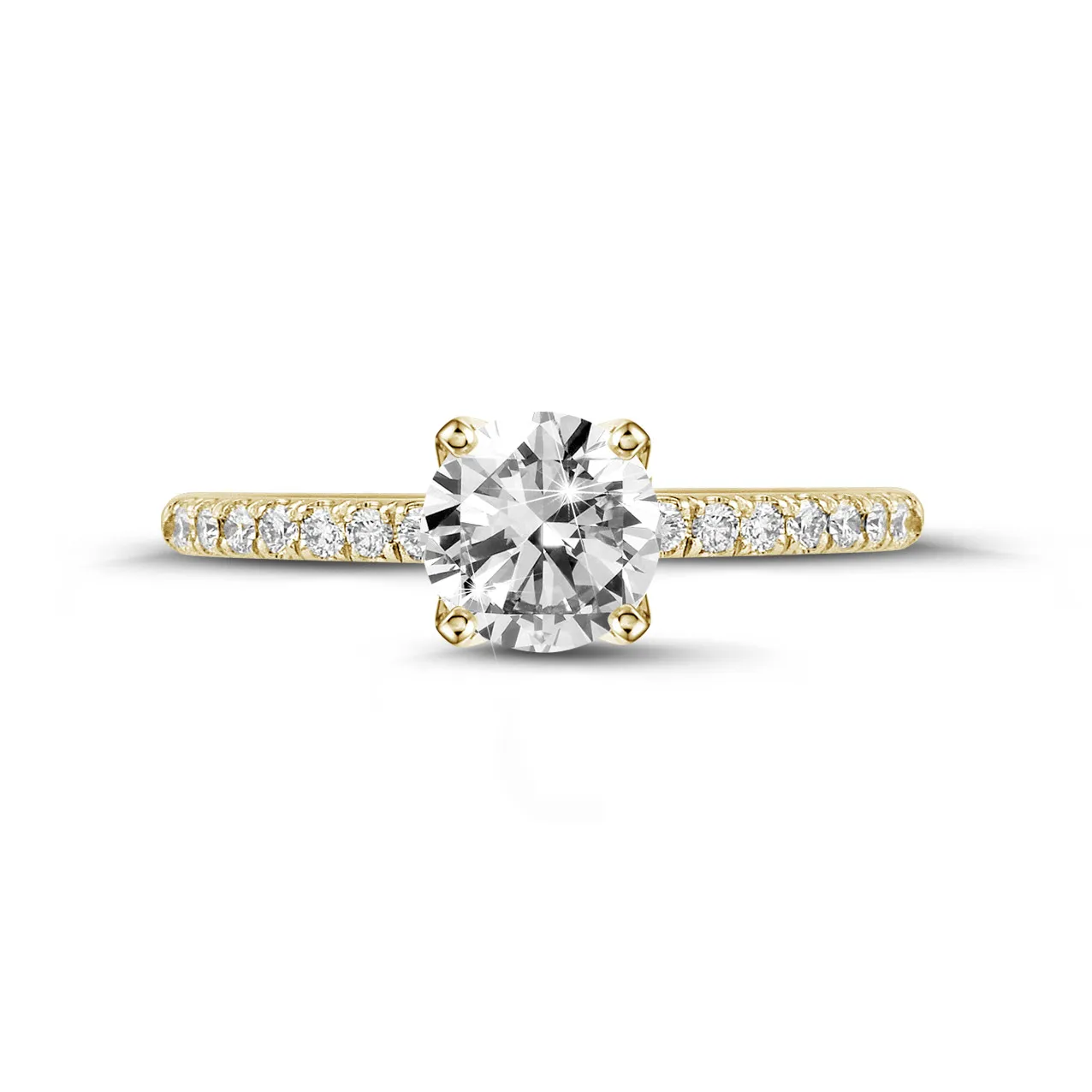 1.25 quilates anillo solitario en oro amarillo con diamantes en los lados 