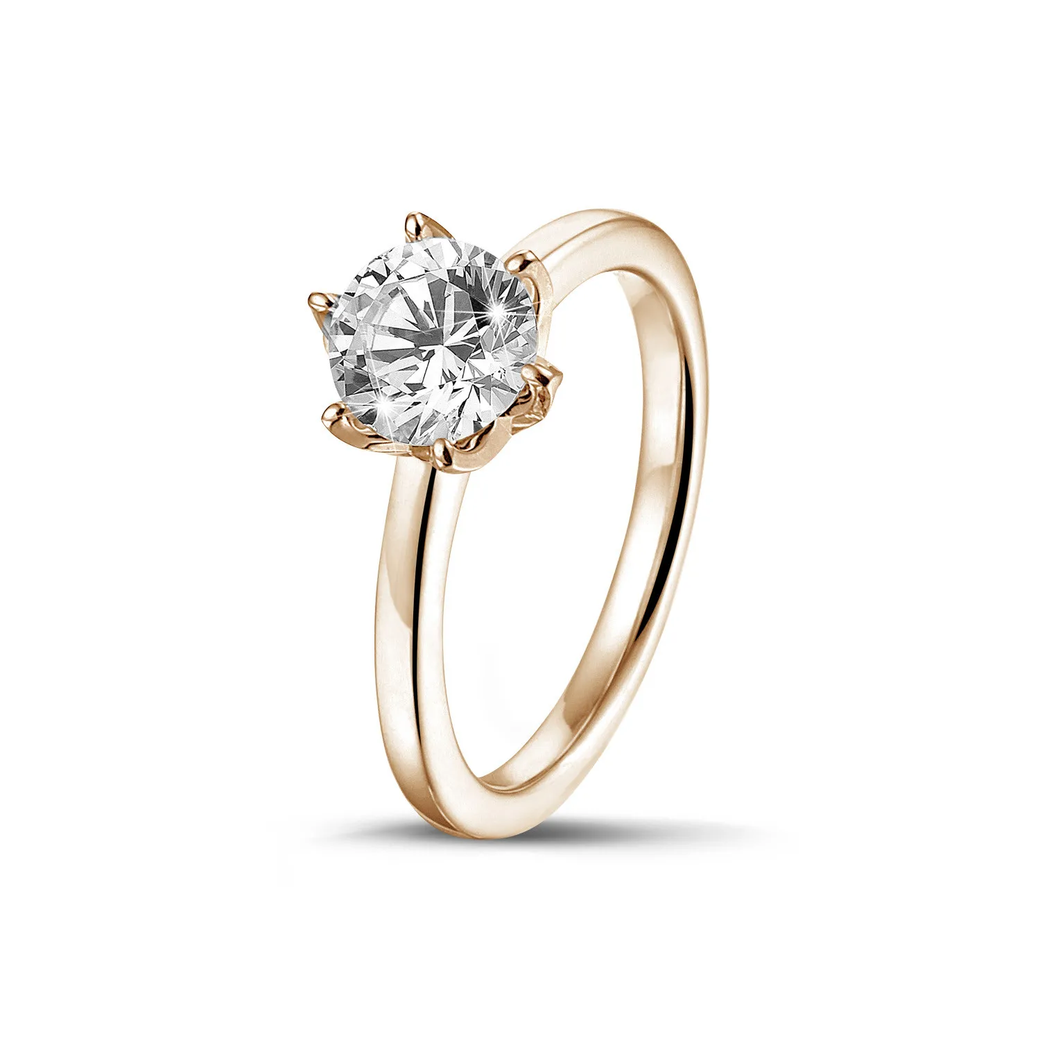 1.25 quilates anillo solitario en oro rojo con diamante redondo 
