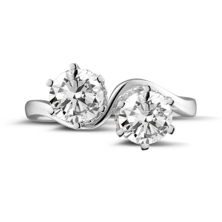 1.50 quilates anillo diamante Toi et Moi en platino 