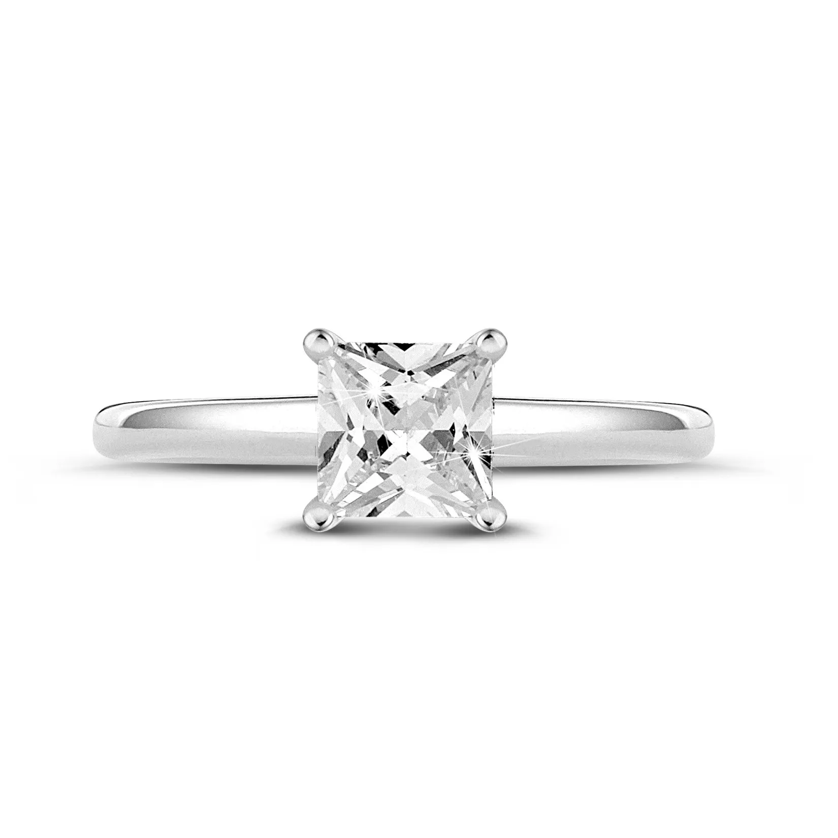 1.50 quilates anillo solitario con diamante princesa en oro blanco 