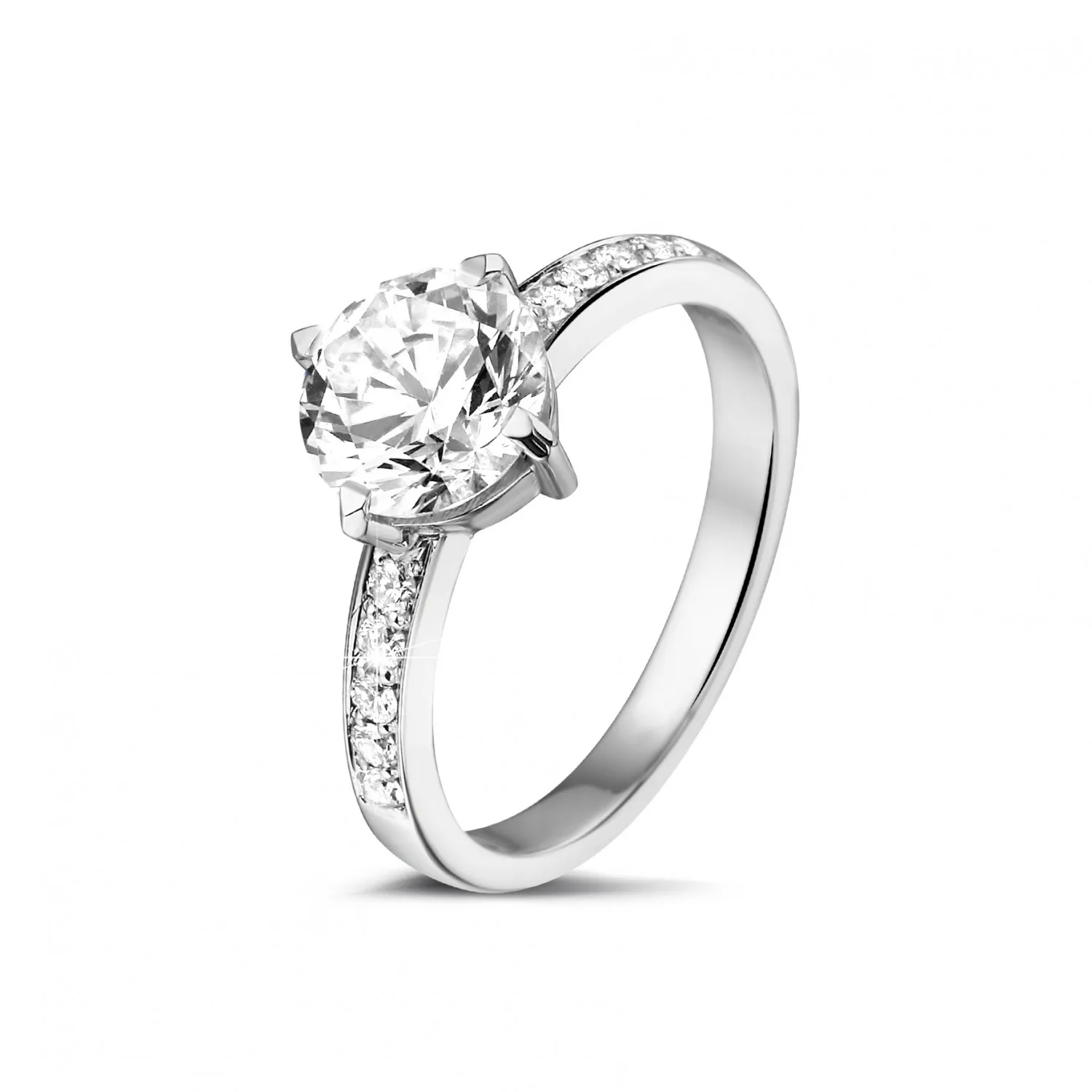 1.50 quilates anillo solitario diamante de oro blanco con diamantes en los lados 