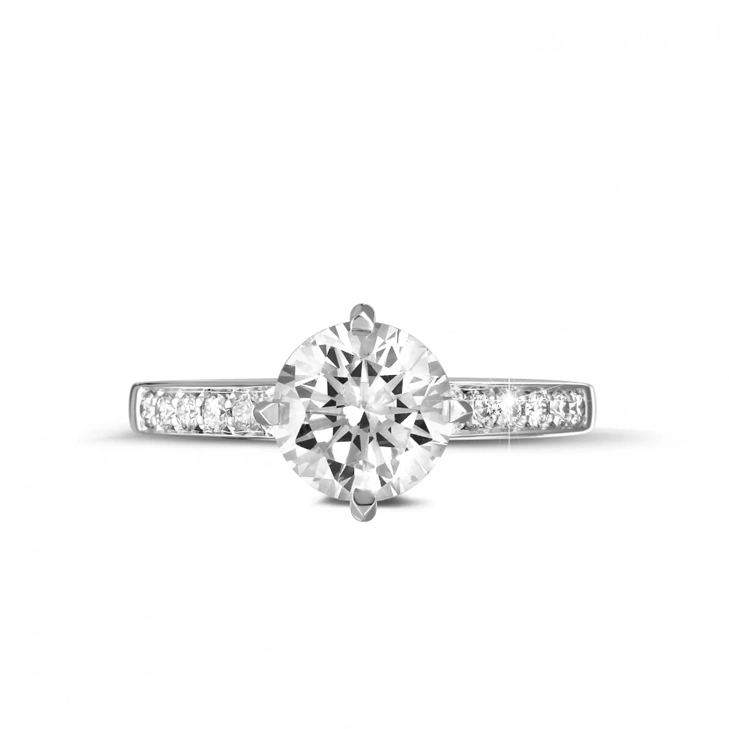 1.50 quilates anillo solitario diamante de oro blanco con diamantes en los lados 