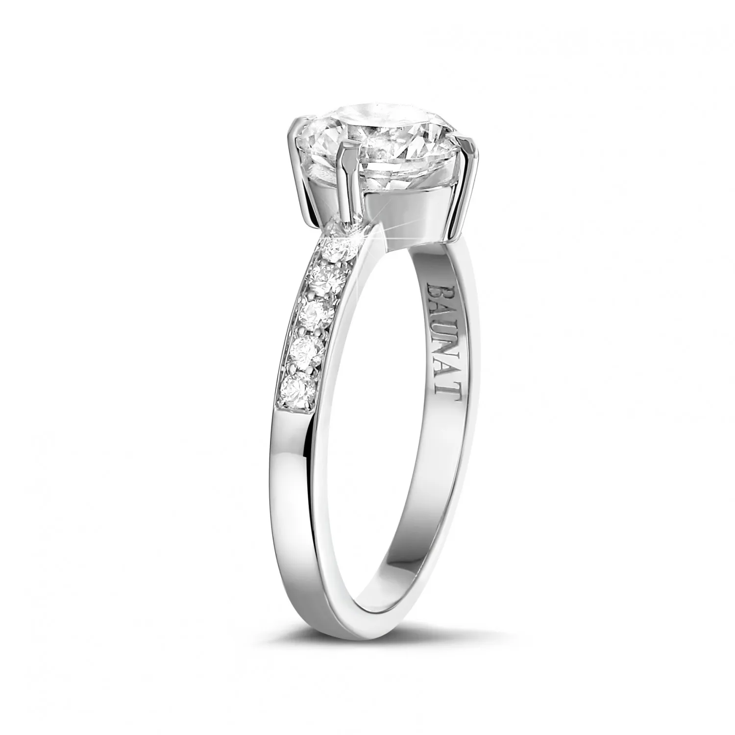 1.50 quilates anillo solitario diamante de oro blanco con diamantes en los lados 