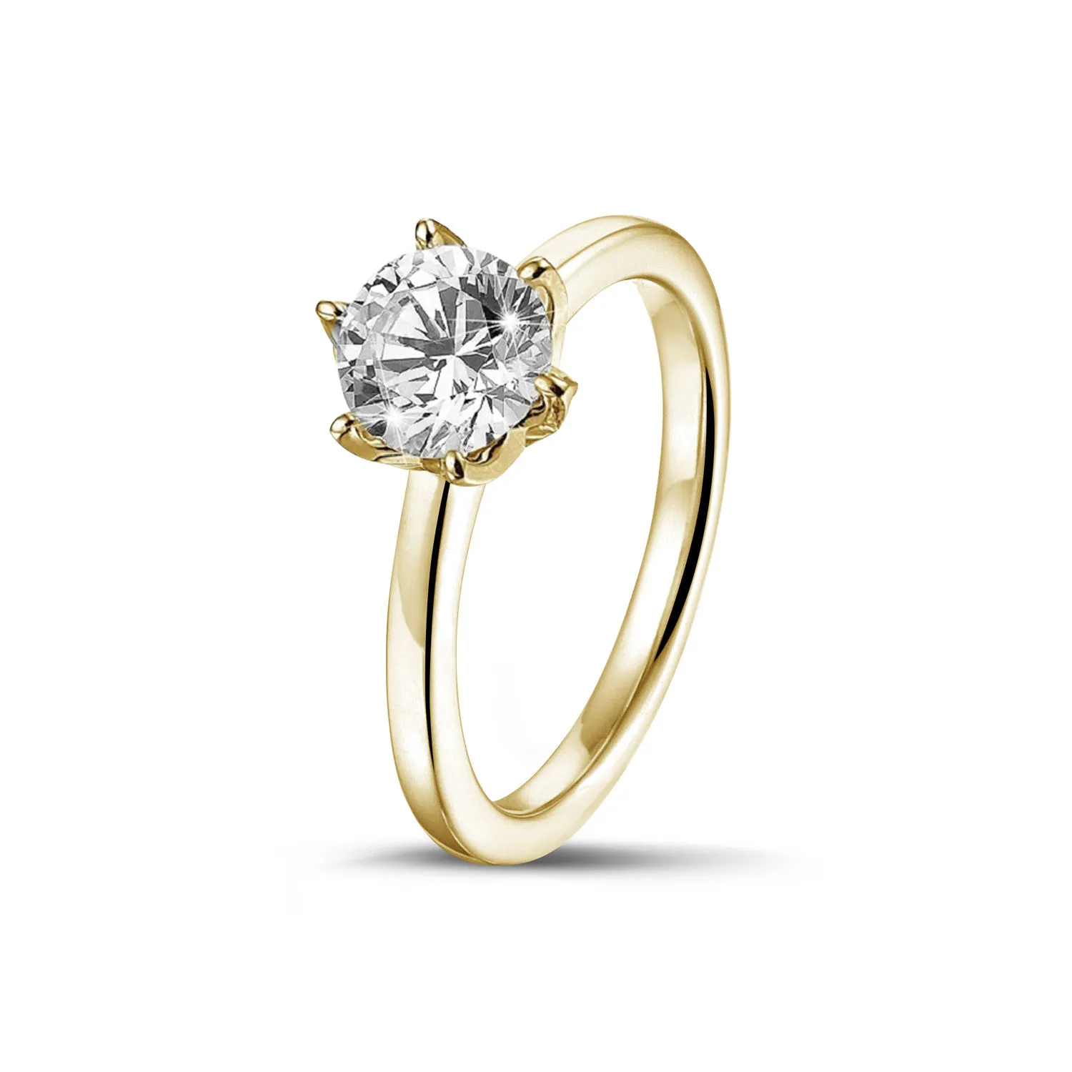 1.50 quilates anillo solitario en oro amarillo con diamante redondo 