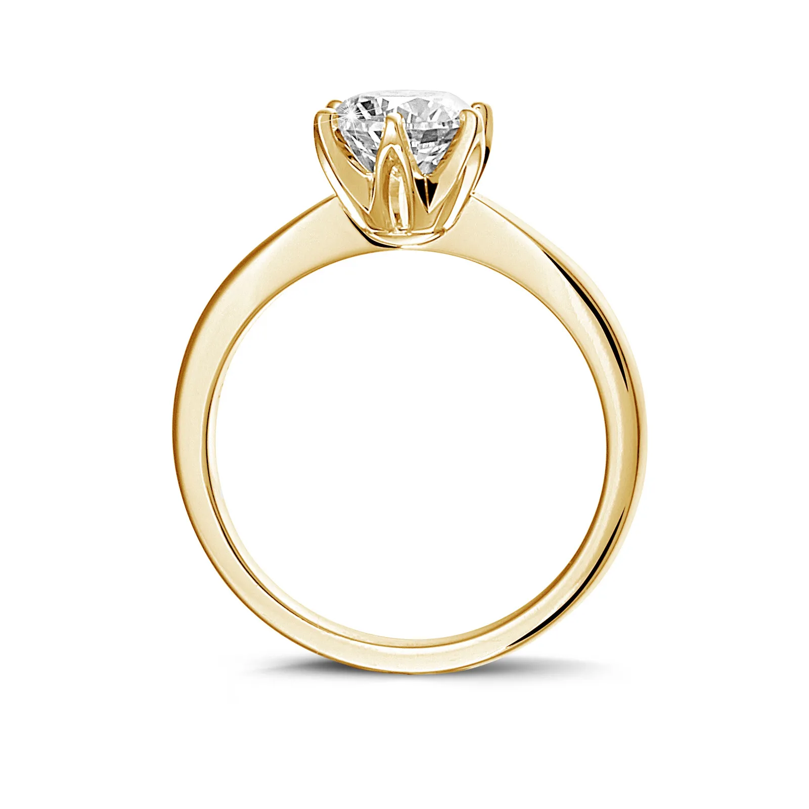 1.50 quilates anillo solitario en oro amarillo con diamante redondo 