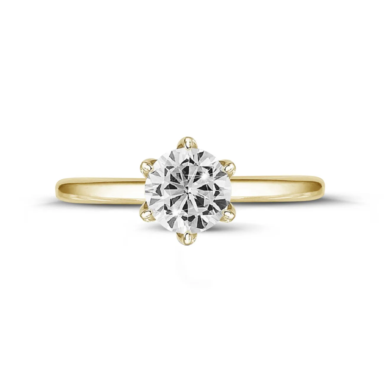 1.50 quilates anillo solitario en oro amarillo con diamante redondo 