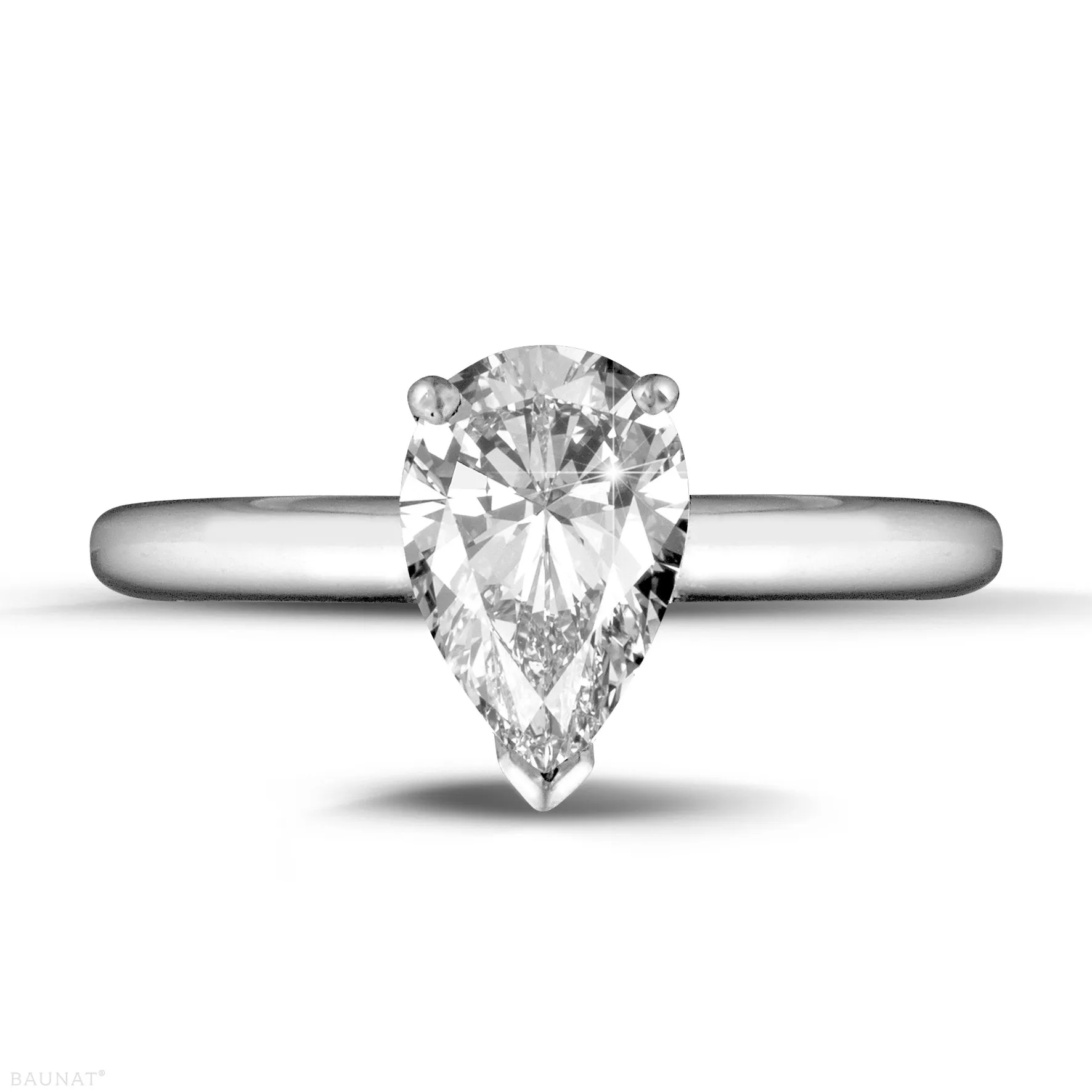 1.50 quilates anillo solitario en oro blanco con diamante en forma de pera 