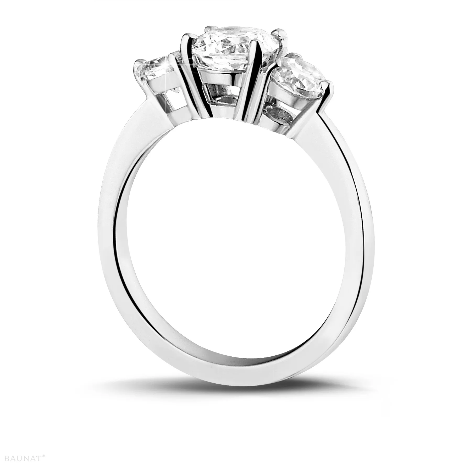 1.50 quilates anillo trilogía en oro blanco con diamantes redondos 