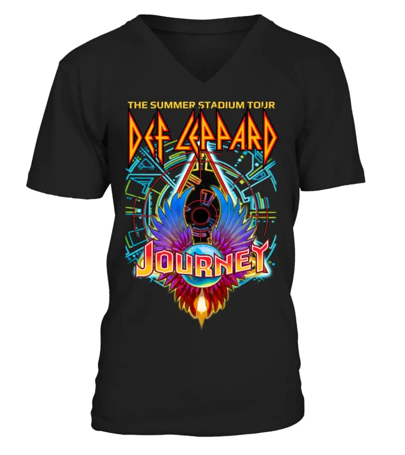 2 SIDE  2 DEF LEPPARD THE SUMMER STADIUM TOUR 2024 BK CAMISETA CUELLO EN V UNISEX