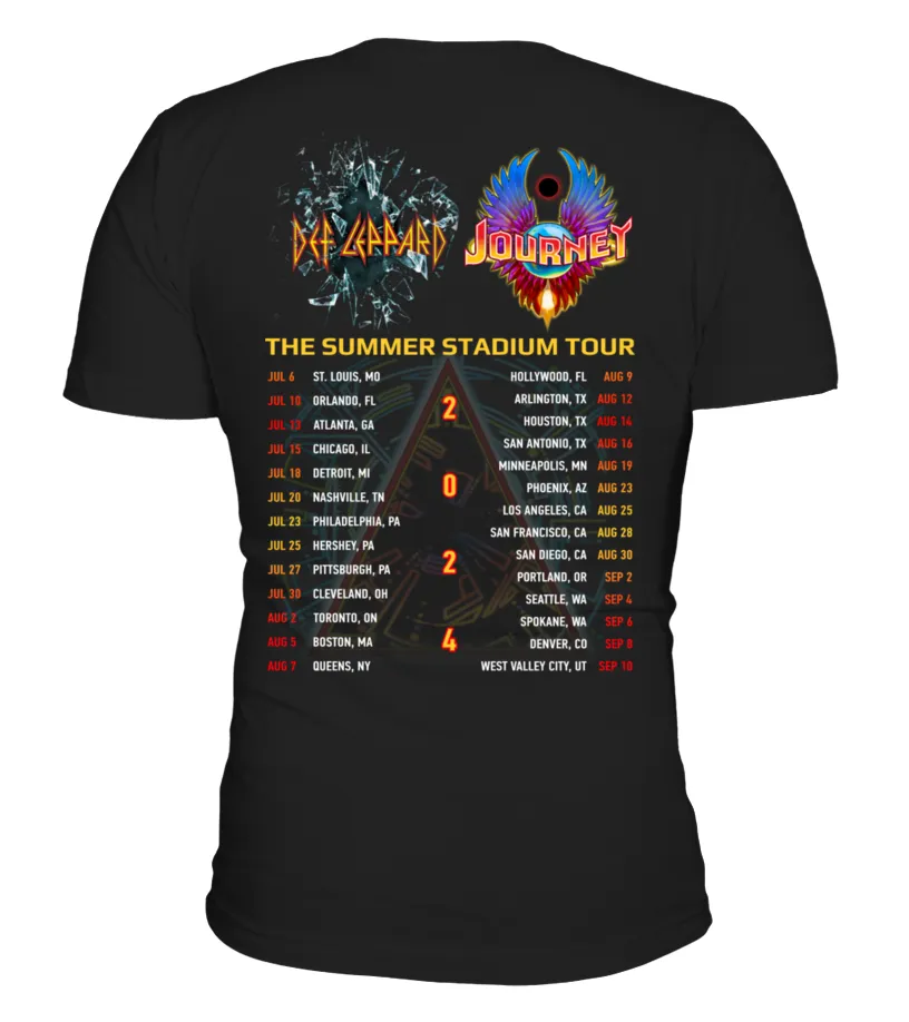 2 SIDE  2 DEF LEPPARD THE SUMMER STADIUM TOUR 2024 BK CAMISETA CUELLO EN V UNISEX