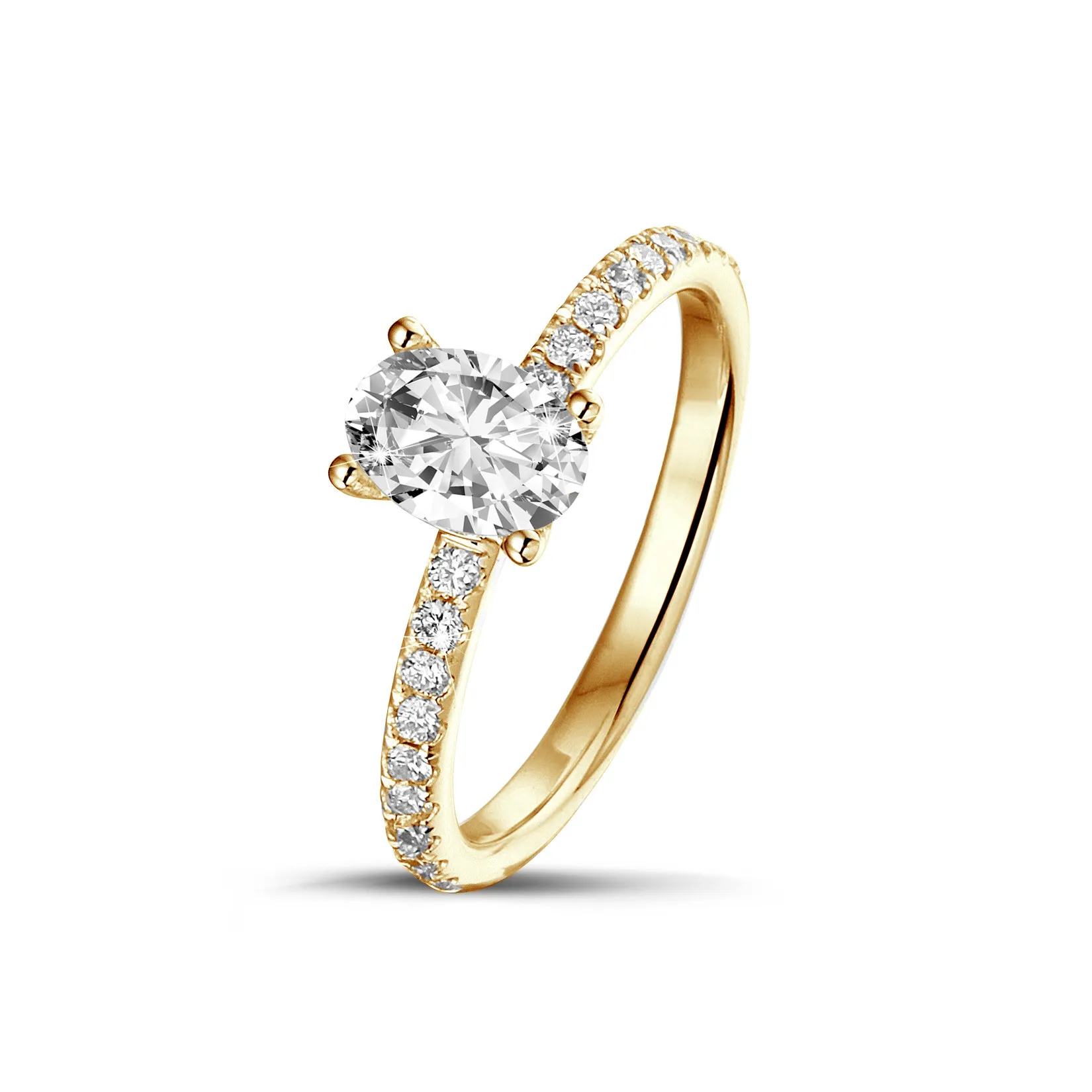 2.00 quilates anillo solitario en oro amarillo con diamante ovalado 