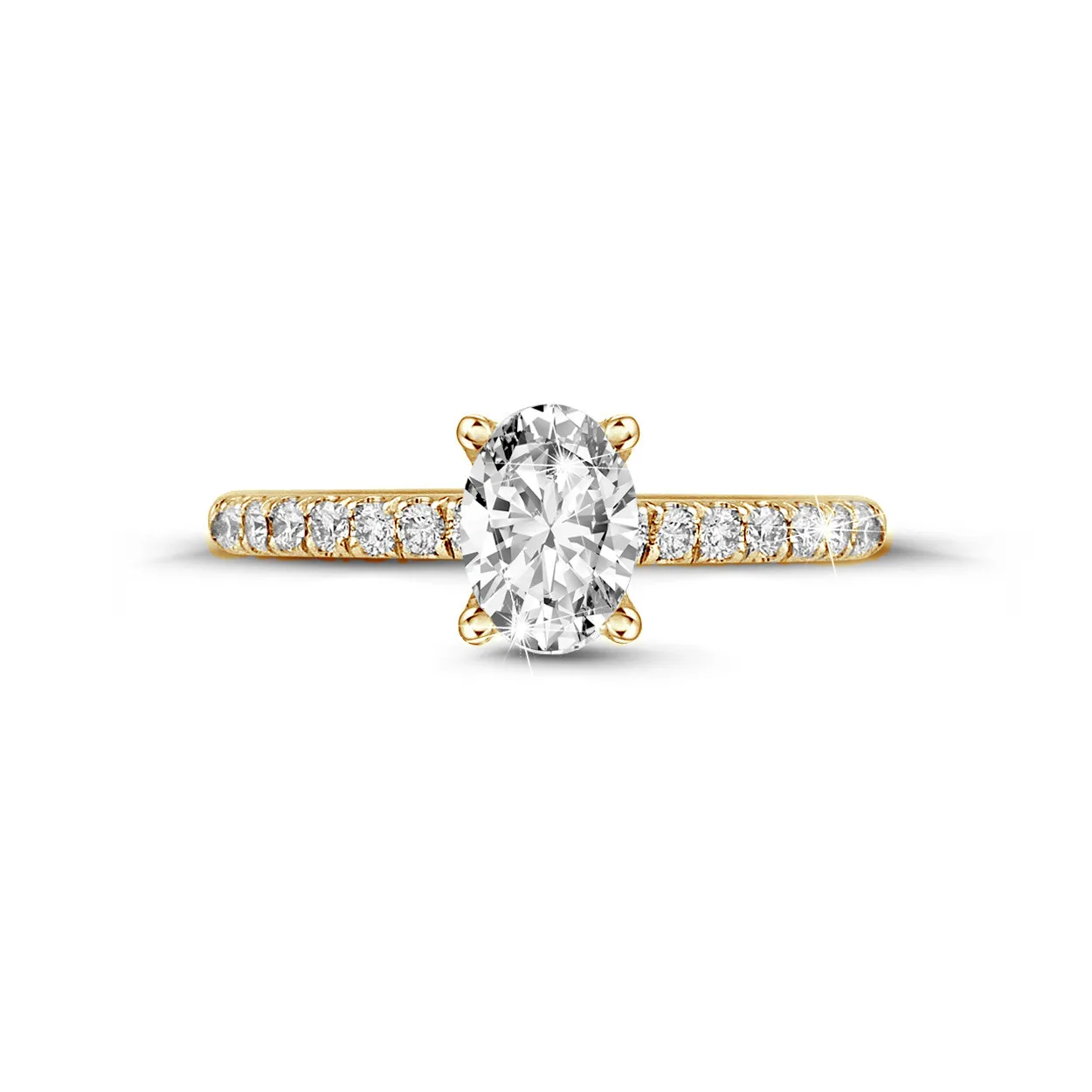 2.00 quilates anillo solitario en oro amarillo con diamante ovalado 
