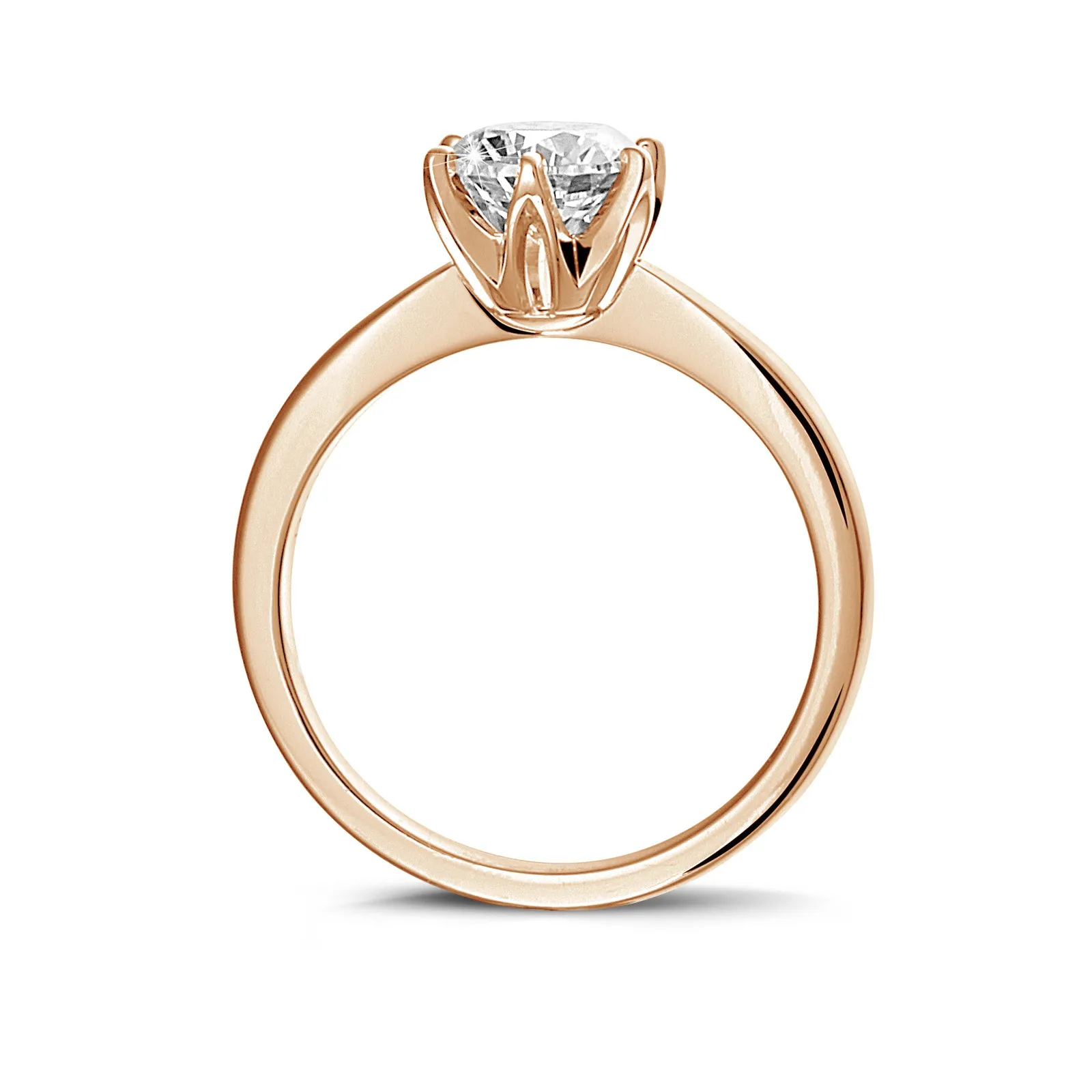 2.00 quilates anillo solitario en oro rojo con diamante redondo 