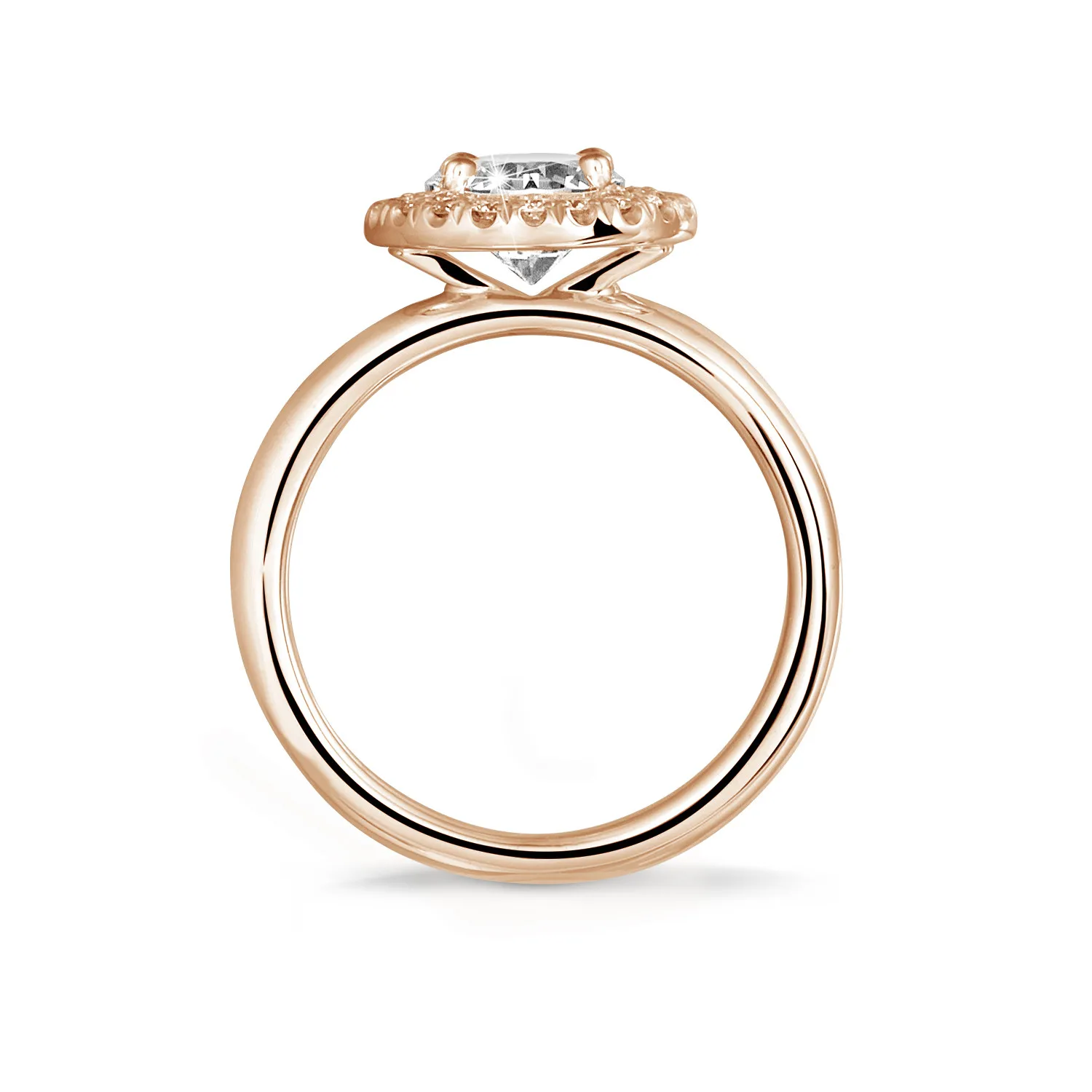 2.00 quilates Halo anillo solitario en oro rojo con diamantes redondos 