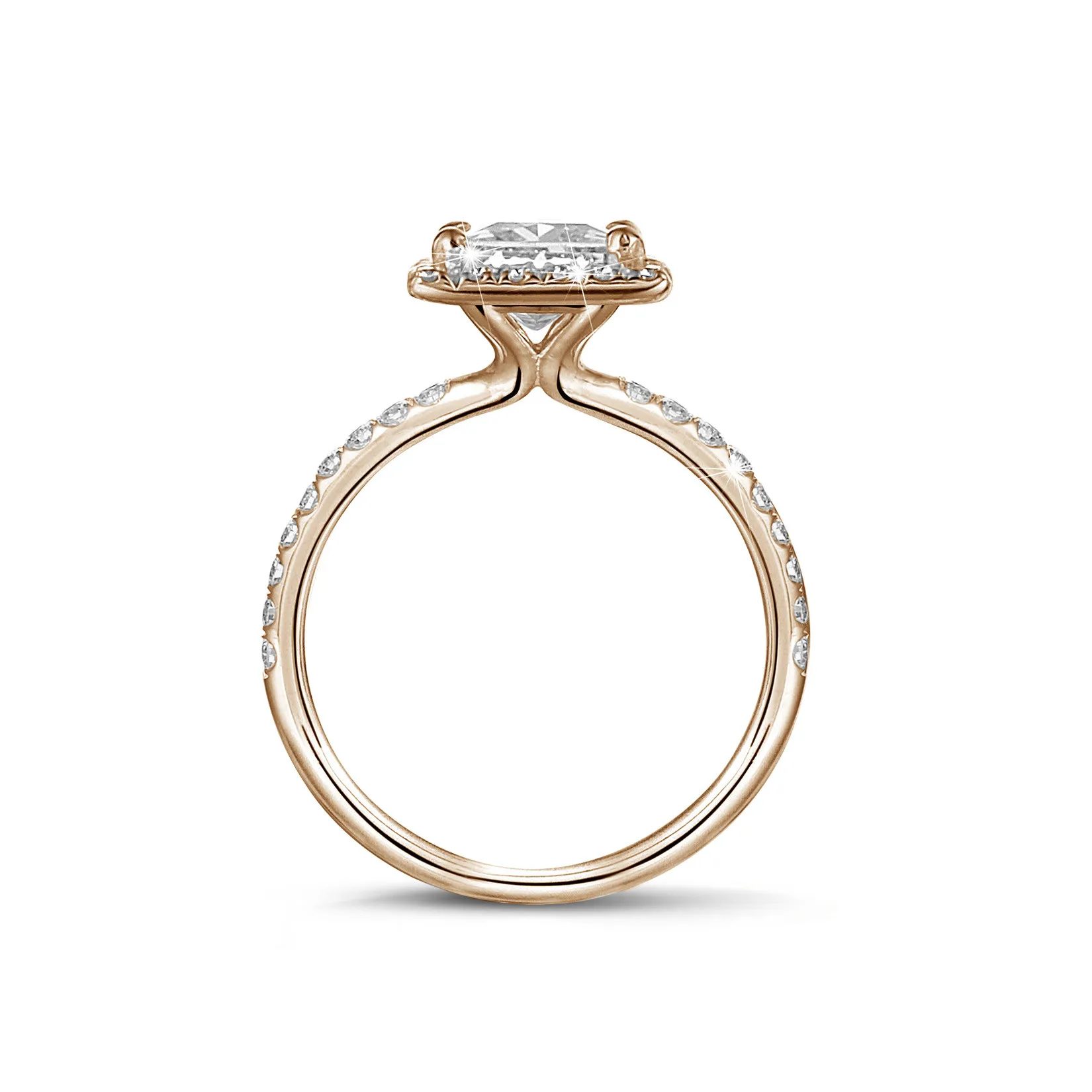 2.00 quilateshalo anillo solitario diamante princesa en oro rojo con diamantes redondos 