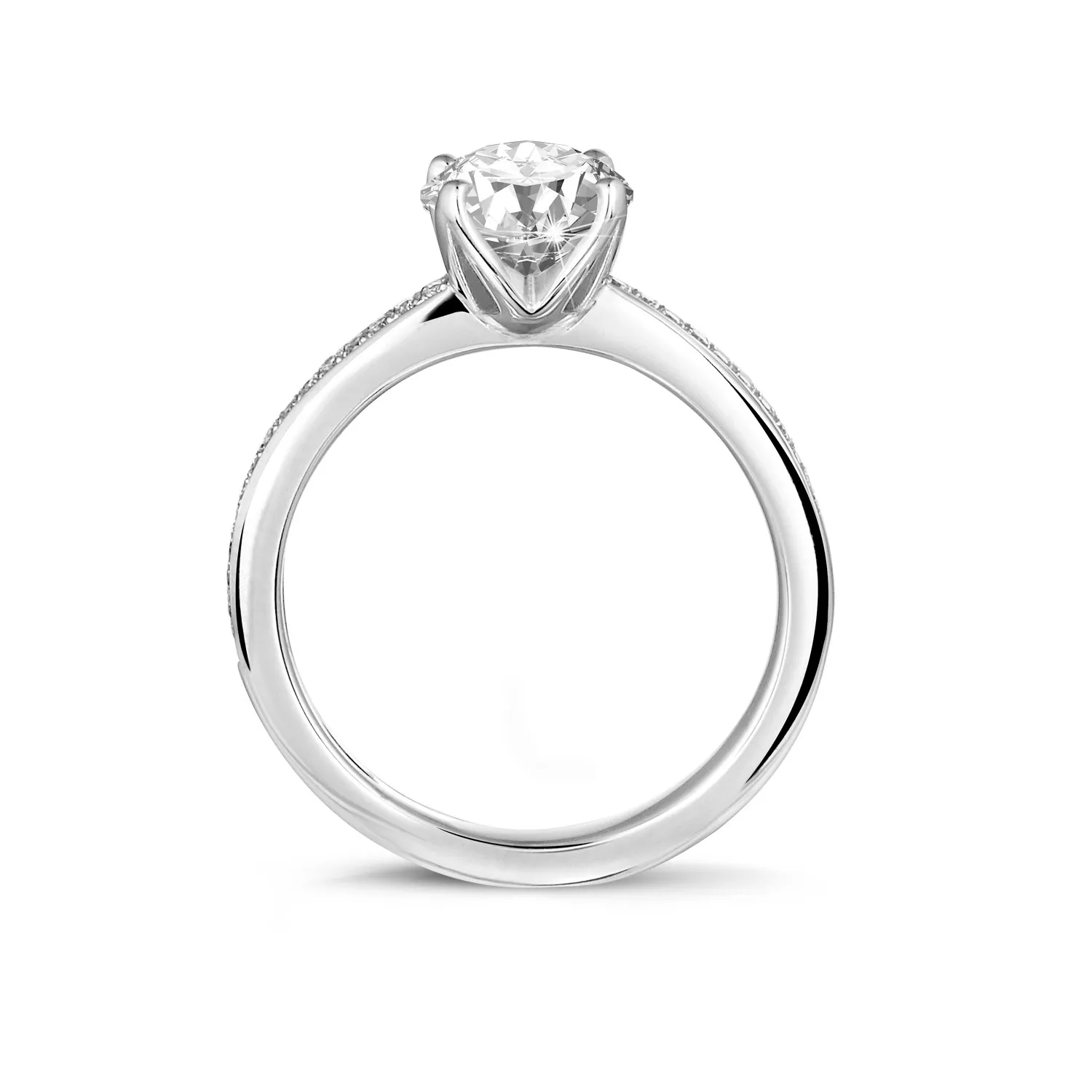 2.50 quilates anillo solitario en oro blanco con diamantes en los lados 