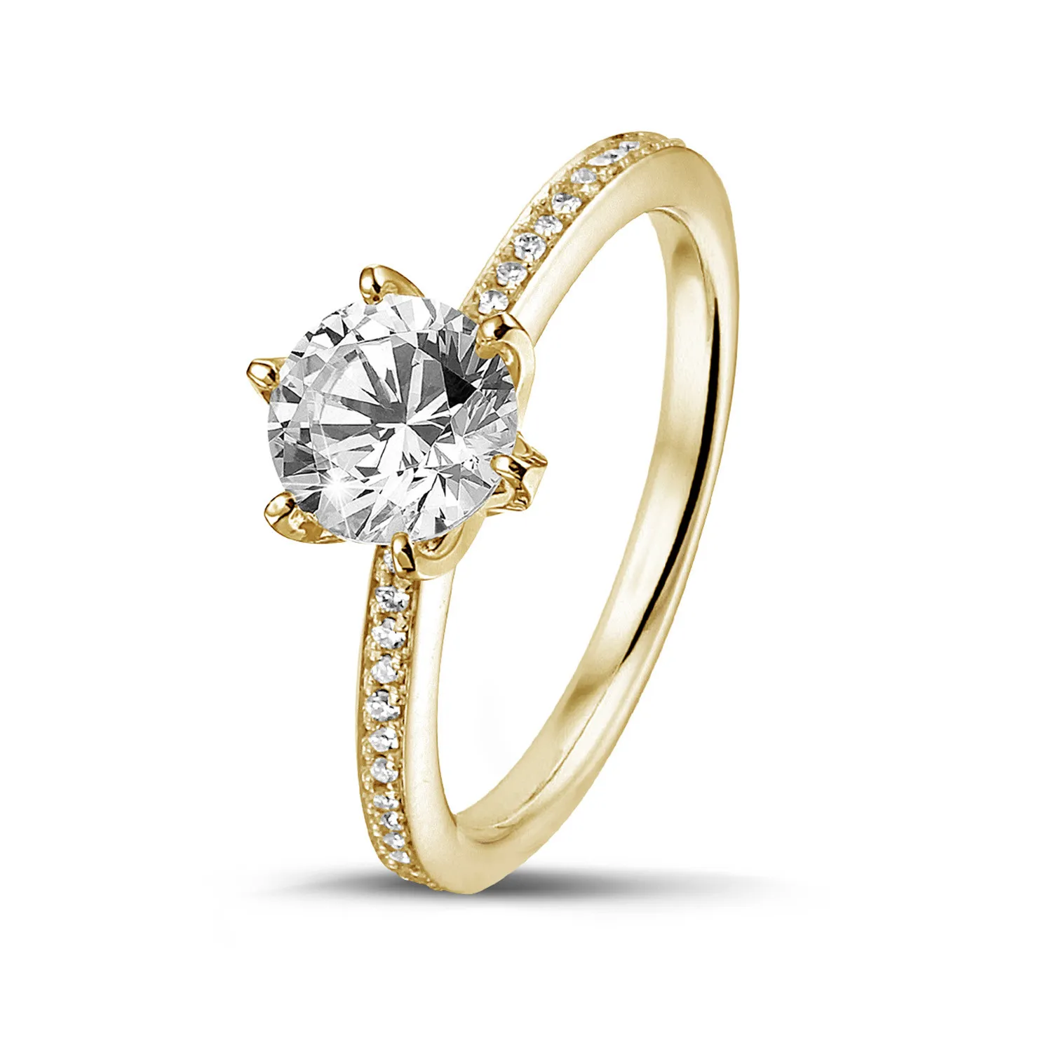 3.00 quilates anillo solitario en oro amarillo con diamantes en los lados 