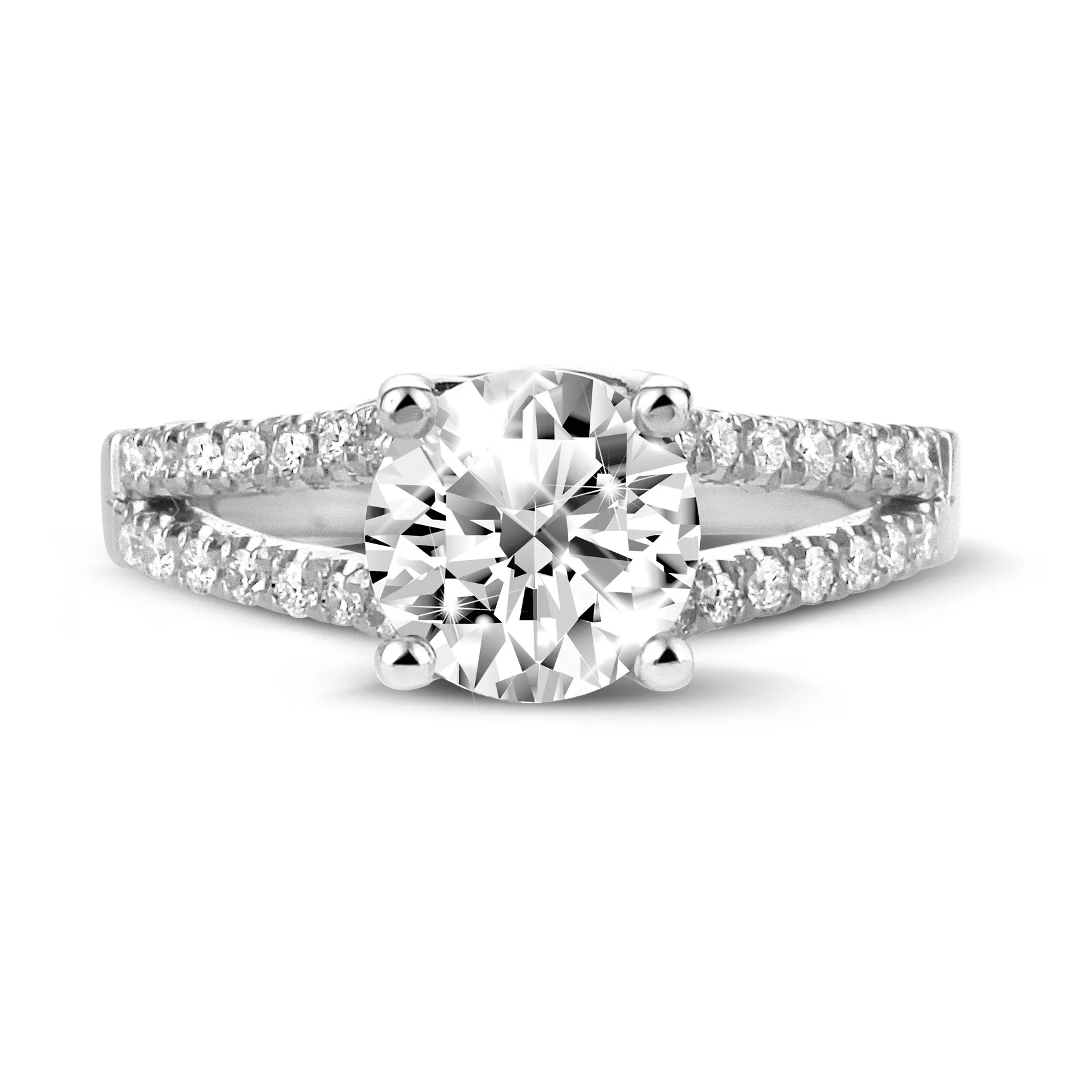 3.00 quilates anillo solitario en platino con diamantes laterales 
